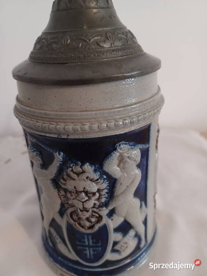 STARY Kufel KOBALTOWY sygnowany z k XIXw Wrocław