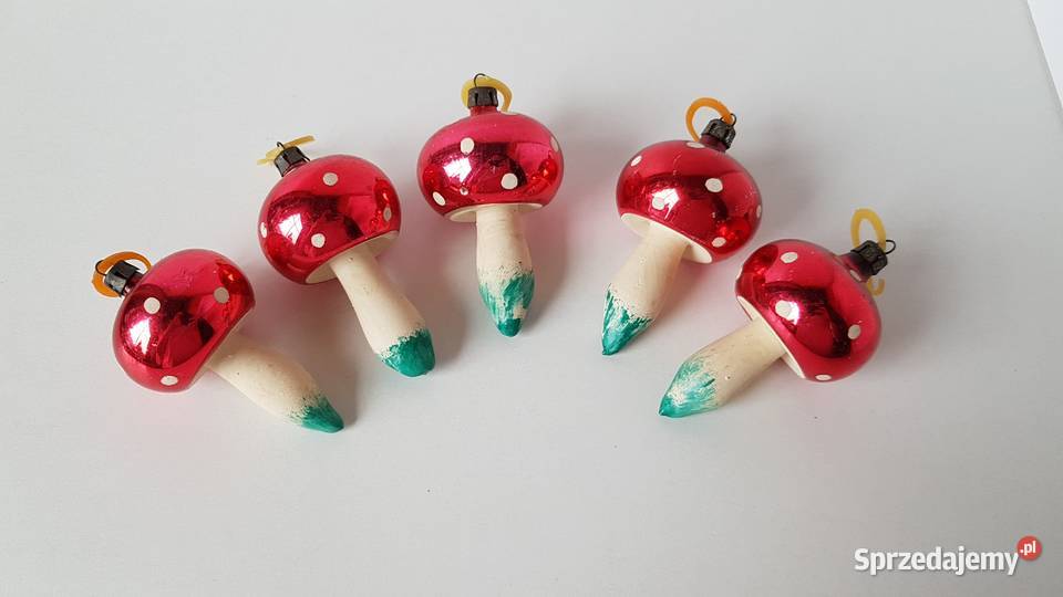 Szklane stare bombki choinkowe grzybki Dąbrowa Górnicza