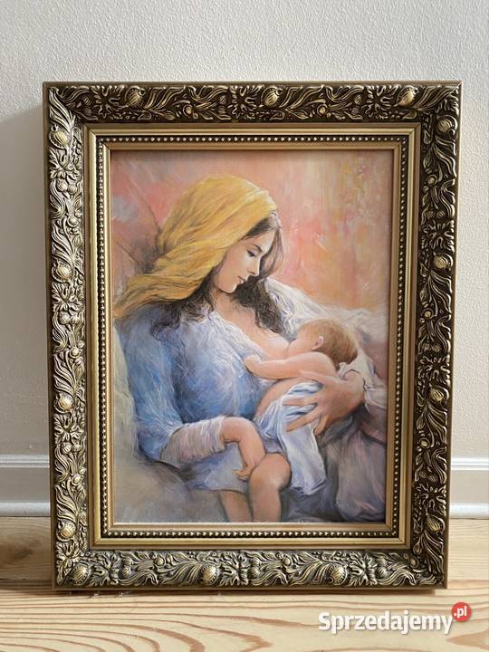 Obraz Matki Boskiej z dzieciątkiem Jezus złota Warszawa