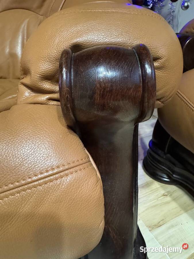 Komplet skorzany wypoczynkowy kanapa i 2 fotele łódzkie Ksawerów