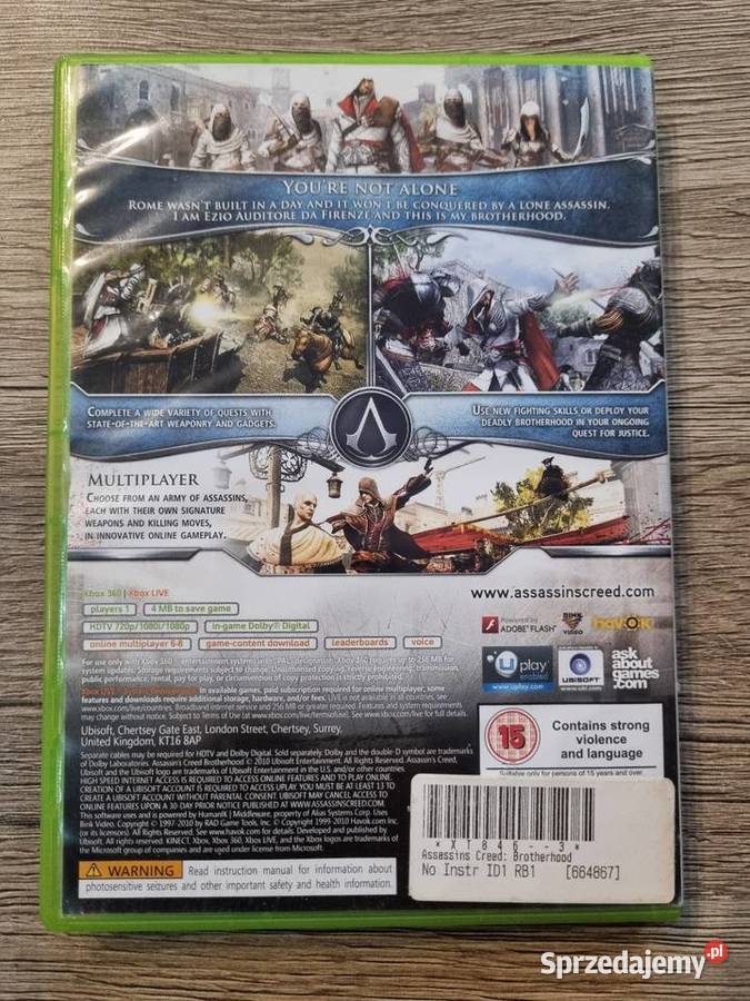 ASSASSINS CREED BROTHERHOOD XBOX 360 Xbox360 Tczew