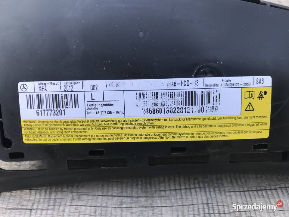 Poduszka airbag fotela lewa BKlasa W246 dolnośląskie Kudowa-Zdrój