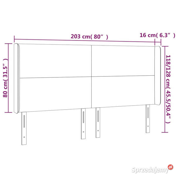 Zagłówek do łóżka z LED cappuccino 203x16x118128