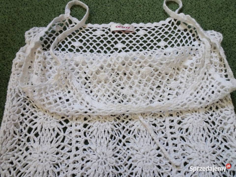 Orsay Biały top Szydełkowy Ażurowy 40 42 Rozmiar 42(XL) Topy i koszulki Nowy Sącz
