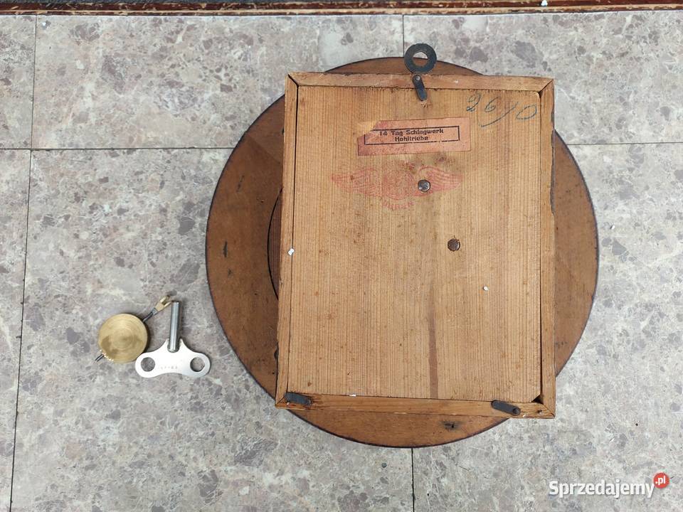 Stary zegar ścienny przedwojenny Kienzle okrągły pomorskie Tczew