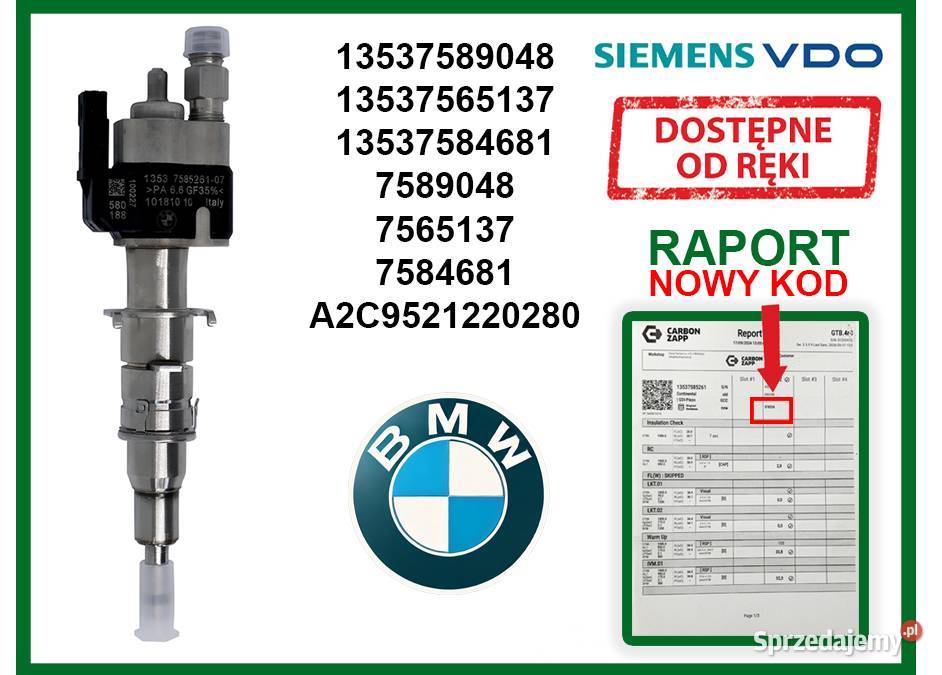 Wtryskiwacz BMW 13537589048 benzynowy do modeli osobowe Markuszów