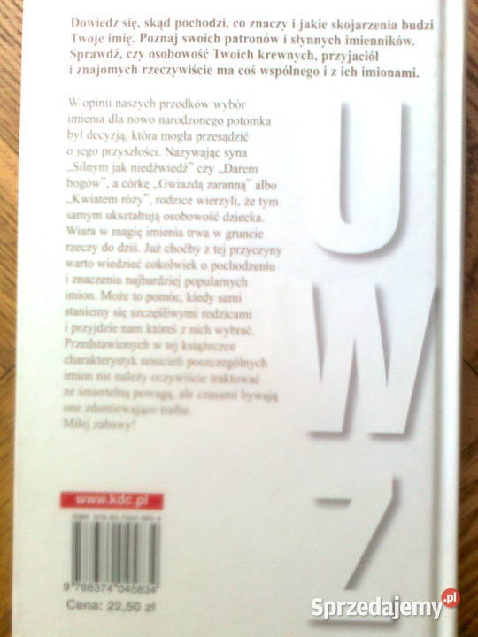 Księga imion Marek Urbański Książki naukowe i popularnonaukowe Warszawa