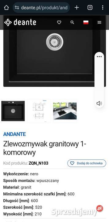 Zlewozmywak Deante ZQNN103 Ochotnica Górna sprzedam