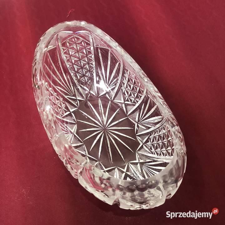 Kryształowa łódka z grubego szkła PRL lata 70 XX Kraków