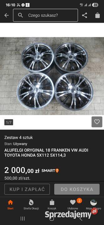 Alufelgi 5x112 5x1143 18 ET40 FRANKEN Audi VW Średnica 18"