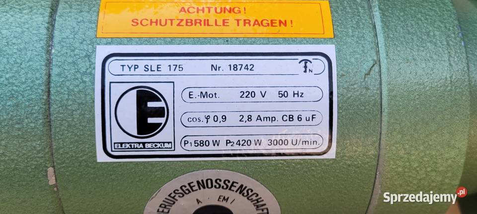 Niemiecka szlifierka stołowa ELEKTRA BECKUM 580W podlaskie Białystok