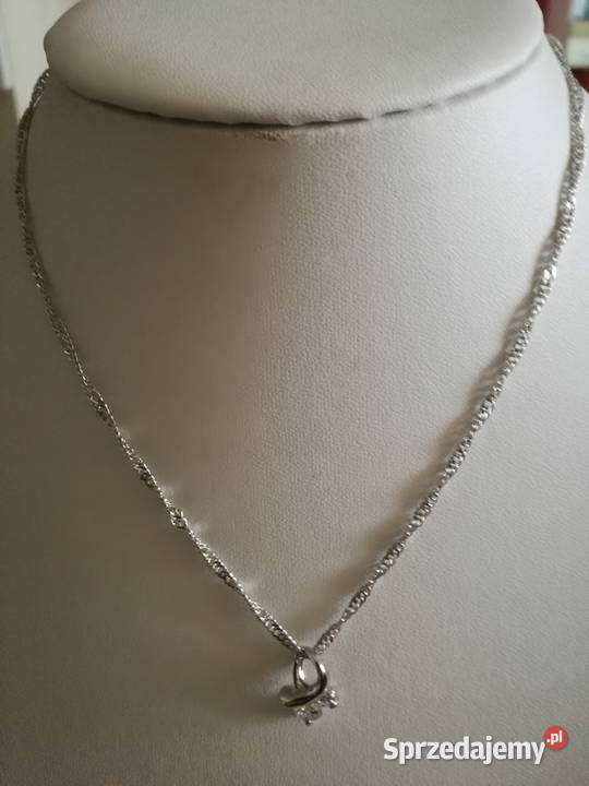 Naszyjnik z wiśiorkiem z cyrkoniami posrebrzane Naszyjniki lubelskie Lublin