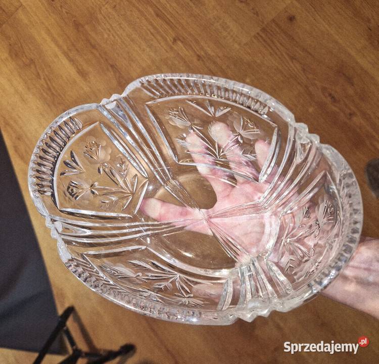 Kryształowa misa w kwiaty PRL antyk opolskie Namysłów
