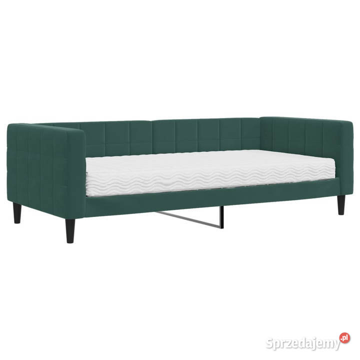 Sofa z materacem do spania ciemnozielona aksamit Warszawa