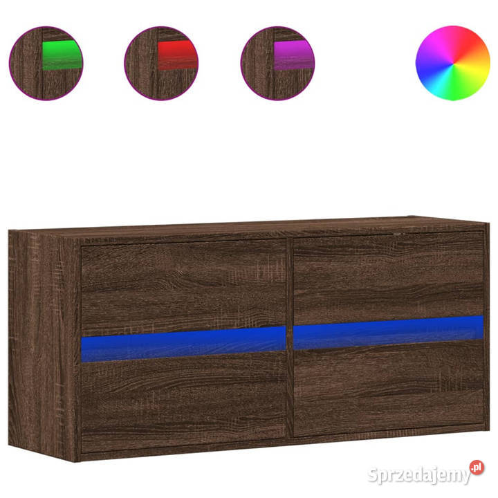 Ścienna szafka TV z LED brązowy dąb 100x31x45 Warszawa