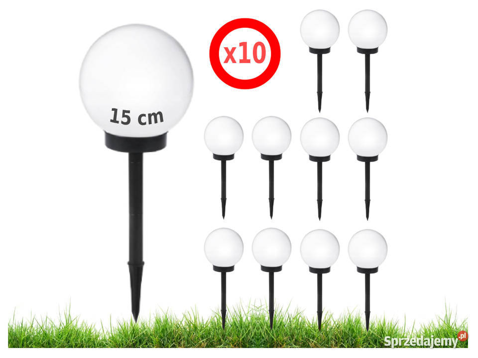 10 SZTUK Lampa ogrodowa solarna kula biała 15 z Kraków