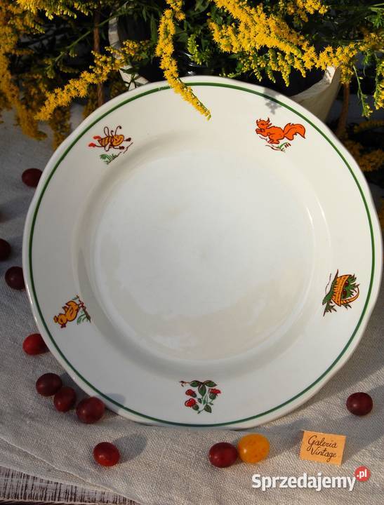 Duży stary talerz bajkowy patera vintage sprzedam