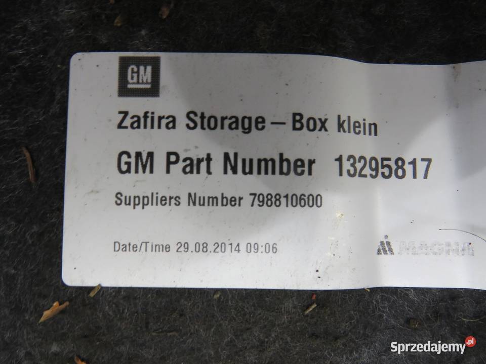 WKŁAD BAGAŻNIKA ORGANIZER ZAFIRA C 13295817