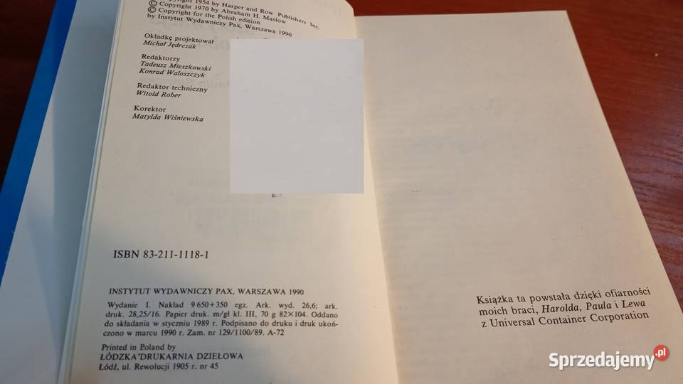 Motywacja i osobowość Abraham H Maslow przeł pomorskie Gdańsk