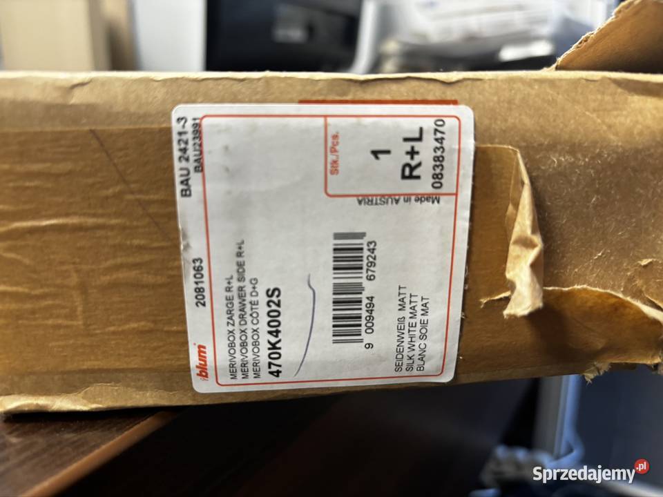 Boki szuflady MERIVOBOX BLUM 470K4002S Tomaszów Mazowiecki