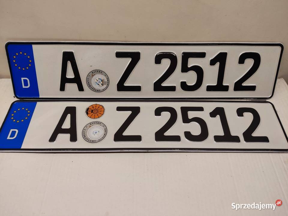 Tablica rejestracyjna Niemcy 2 sztuki AZ2512 Głuchołazy