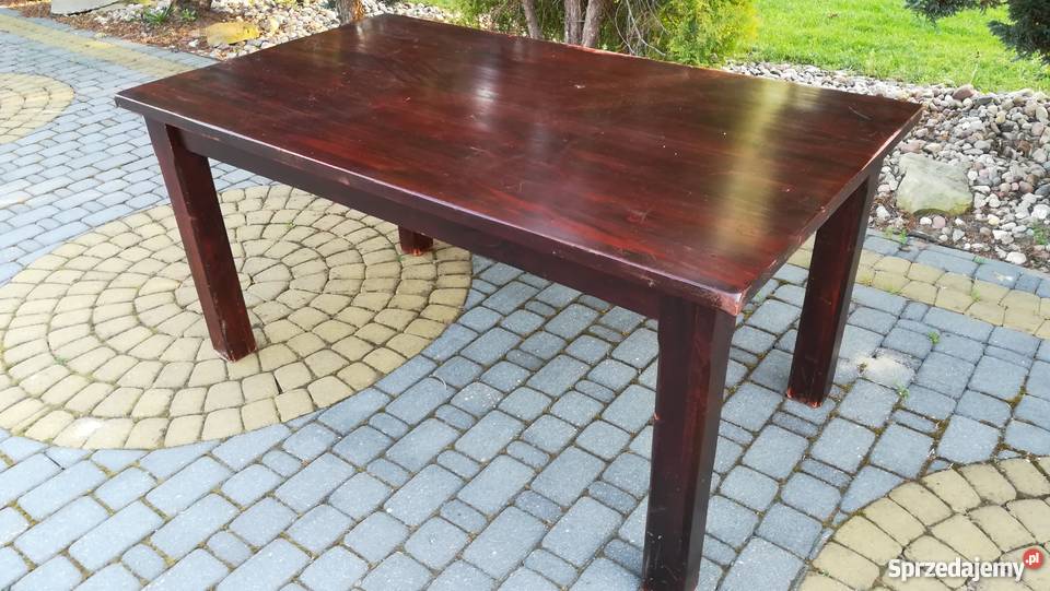 Stół drewniany ciemny prostokątny solidny jadalnia do krzese