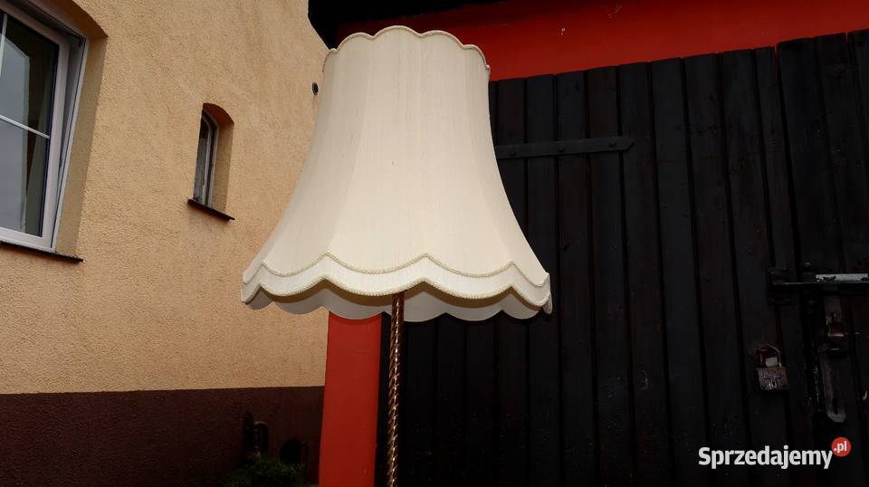 Unikatowa Stojąca Mosiężna Lampa z Kryształem Ziębice