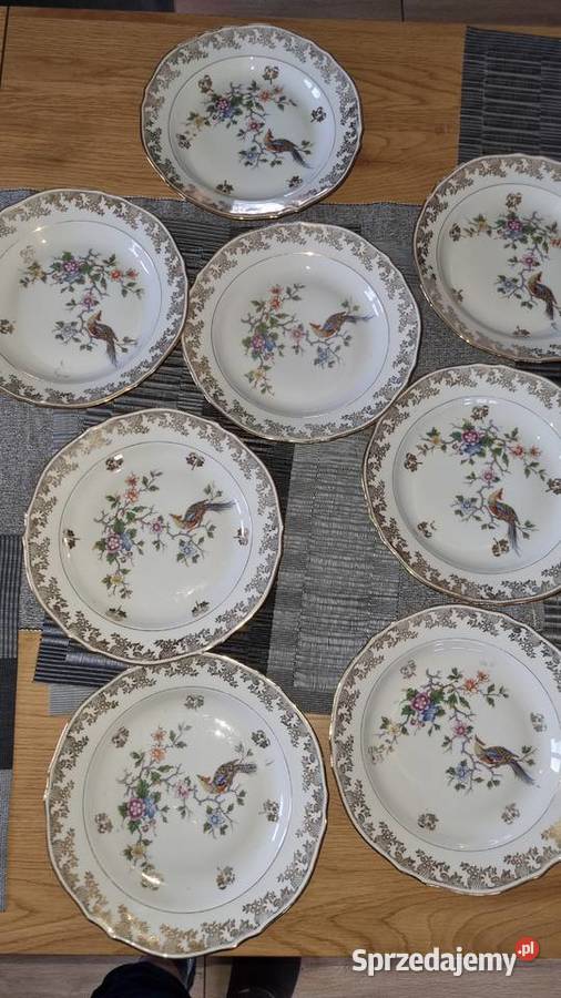Talerze Z Rajskim Ptakiem głębokie Porcelana Wola Podłężna