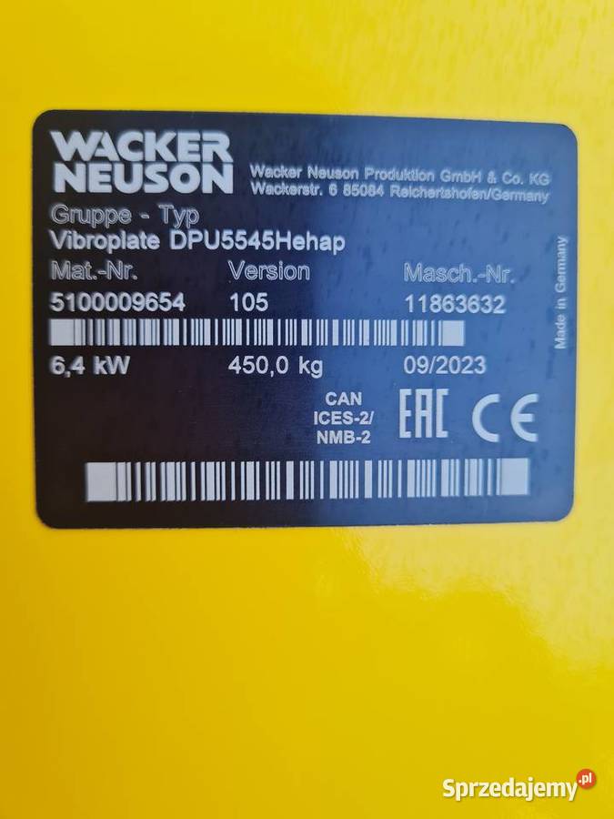Zagęszczarka 450 Wacker Neuson DPU 5545 Hehap