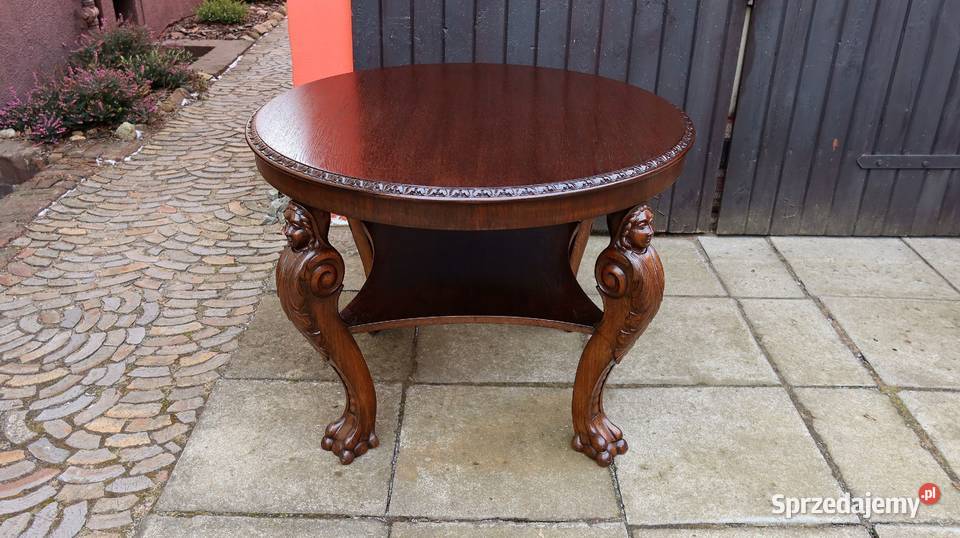 Unikatowy Neorenesansowy Stół Stolik Kawowy Dąb Ziębice