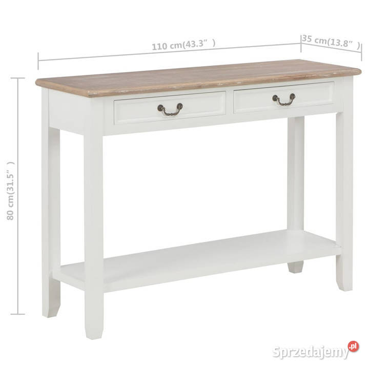 Stolik konsola biały 110 x 35 x 80 drewniany mazowieckie Warszawa