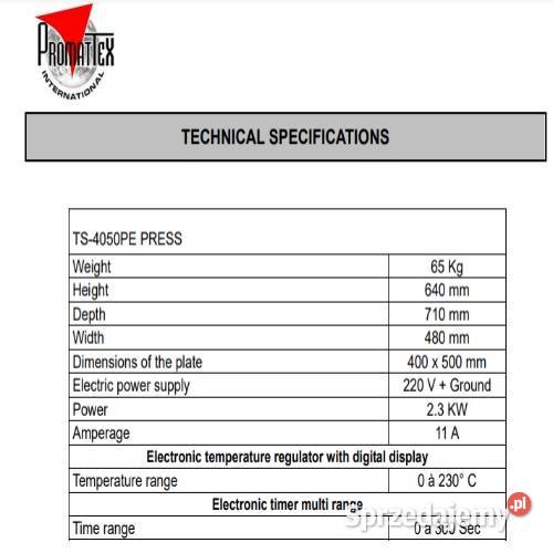 Prasa termotransferowa pneumatyczna TS4050PE Zagórze