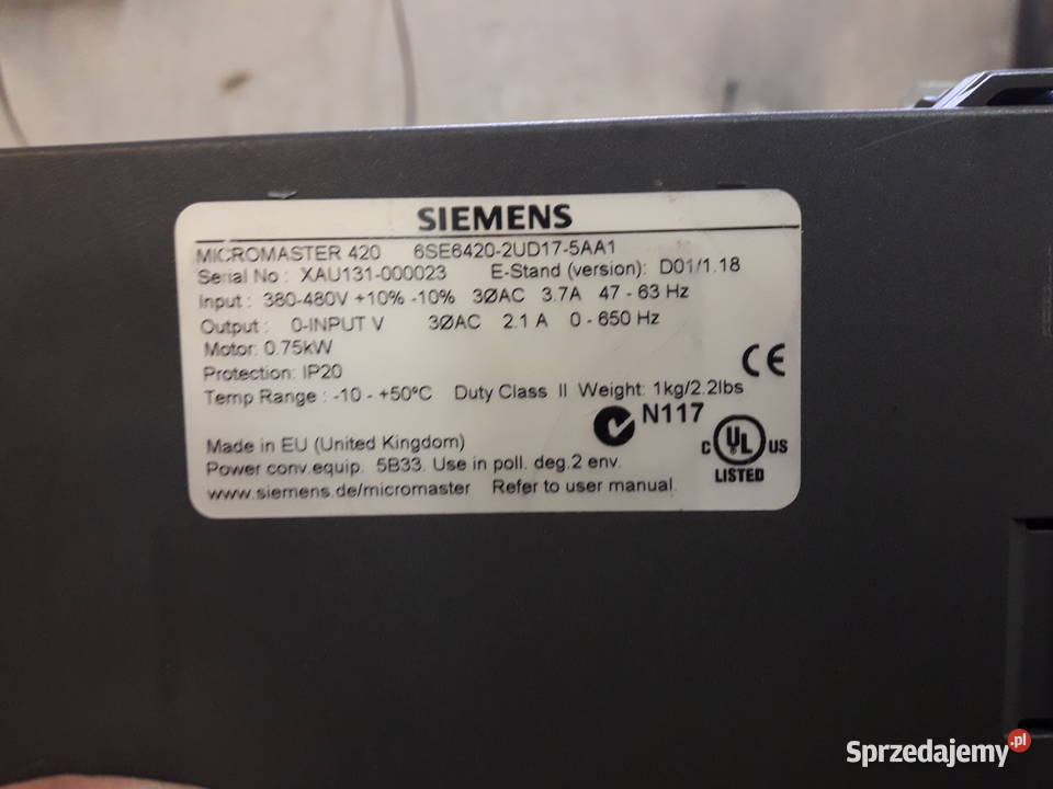 Falownik Siemens 6se64202ud155aa1 Micromaster Pszczyna