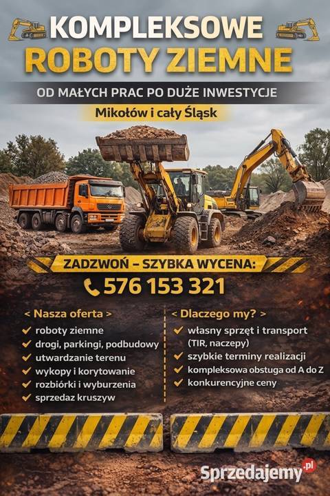 Kompleksowe roboty ziemne małych prac duże Mikołów