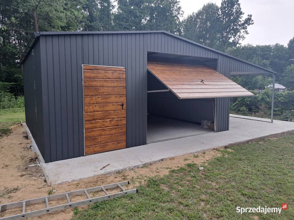 09 Garaż Blaszany GRAFITOWY z zadaszbocznym Dobrzyń nad Wisłą