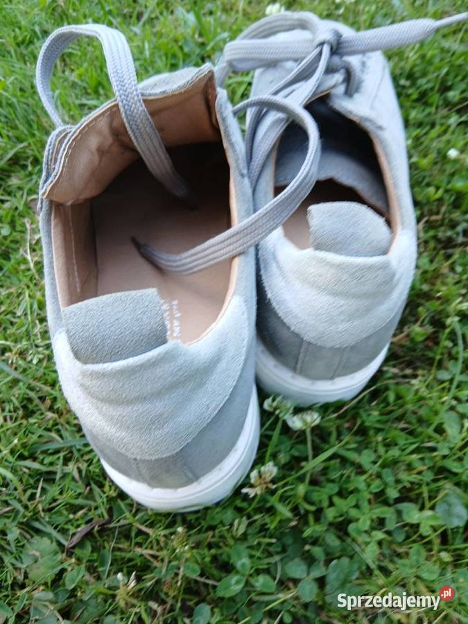 385 buty damskie Mark Adam zamszowe szare koturn skóra
