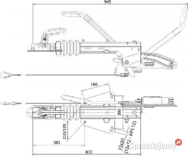 Zaczep z hamulcem najazdowym V KF27B 204301001 Kamionna