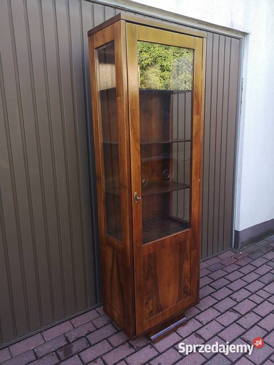 Witryna Biblioteka Słupek ArtDeco Orzech Stary Swarzędz