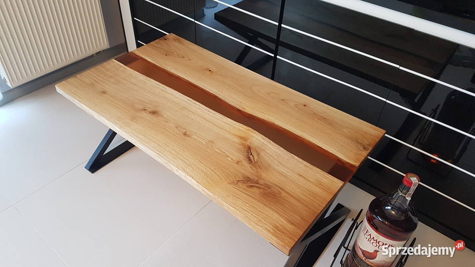 Stolik kawowy dębowy stolik żywica rzeka Stoły, krzesła, biurka