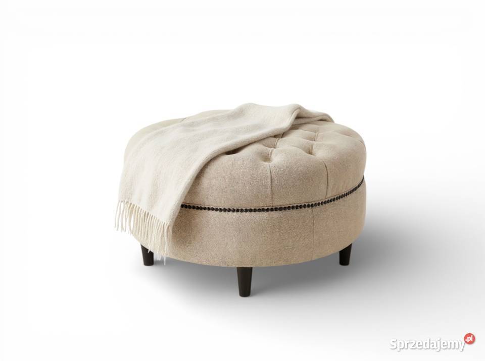 Okrągla pufa beżowa BLUR kremowa 60 do toaletki 60cm Szczecin sprzedam