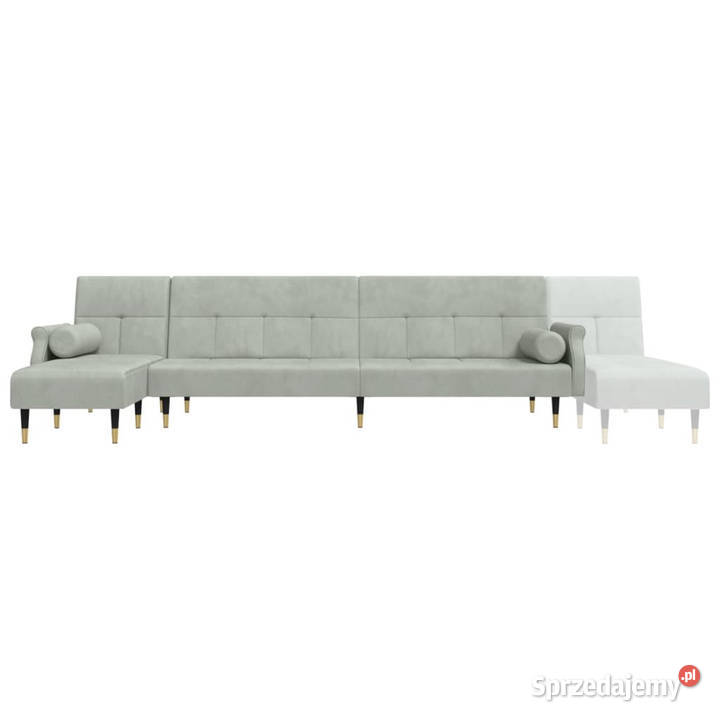 Sofa rozkładana L jasnoszara 271x140x70 aksamit Warszawa