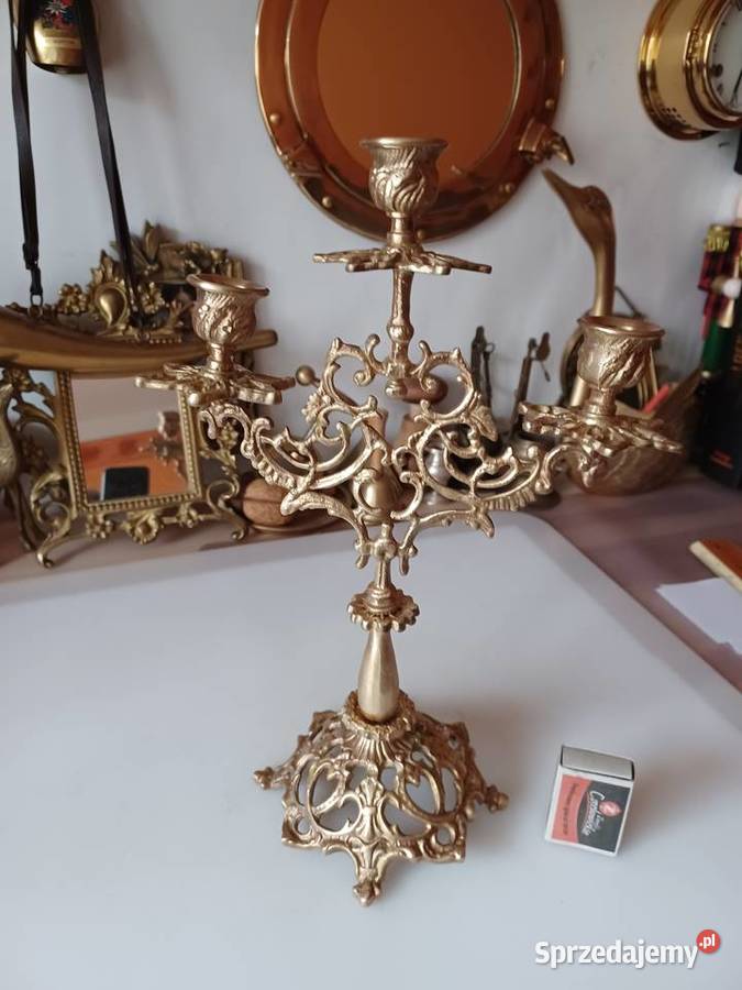 Przepiękny świecznik mosiężny Poznań sprzedam
