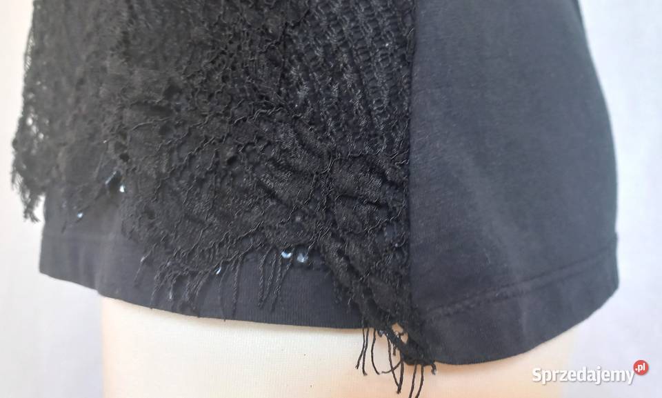 Bluzka czarna Koronka krótki rękaw r S stan Białystok