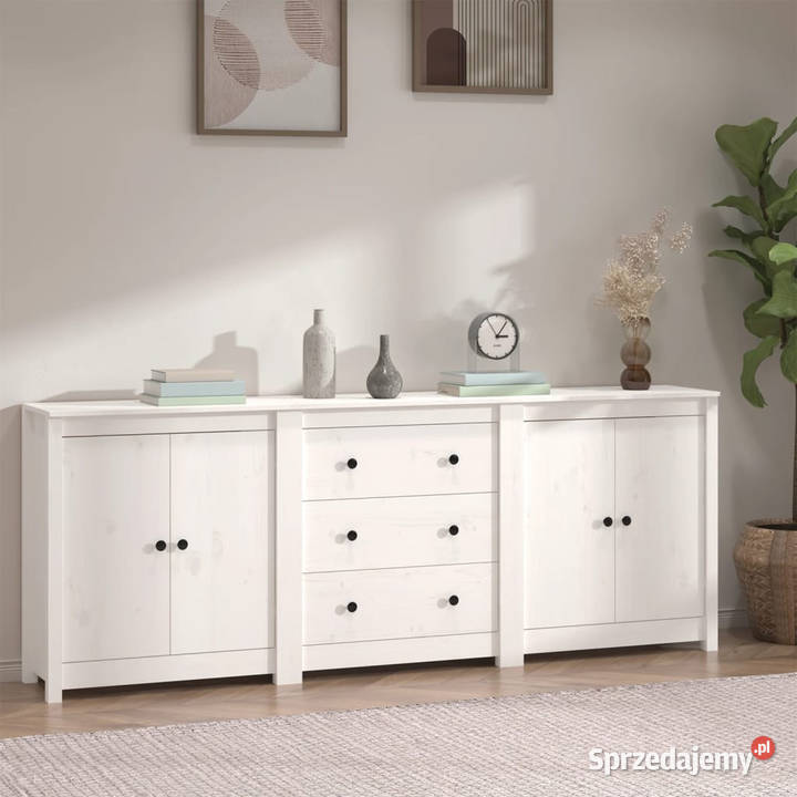 Komoda biała 210x35x80 drewno sosnowe WM3114070 Warszawa