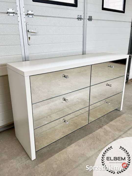 Komoda biały mat lustrzany front Glamour Komody