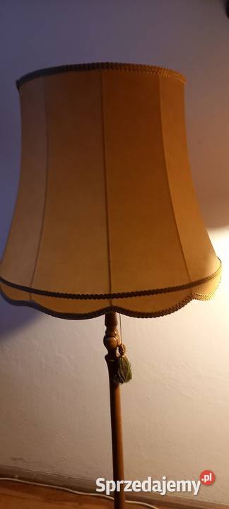 Drewniana lampa podłogowa z abażurem 2 Skierniewice