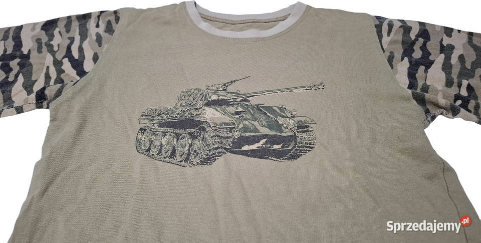 Koszulka chłopięca Tshirt zieleń moro czołg 134