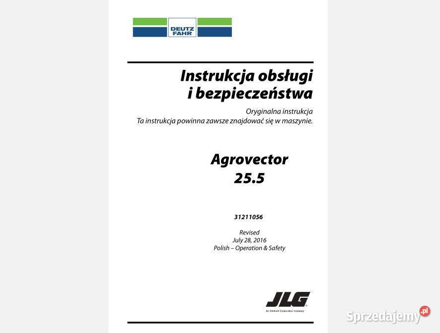 Deutz Fahr Agrovector 255 instrukcja obsługi DTR Kielce