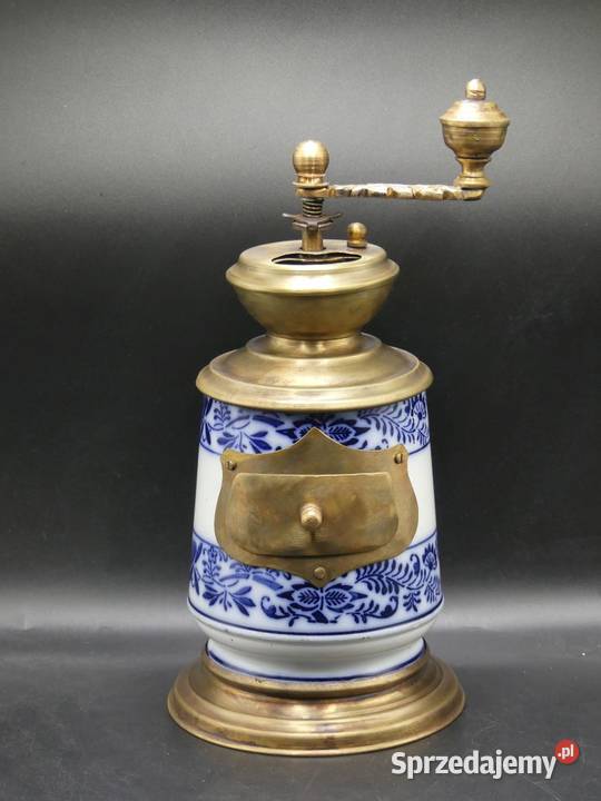 Piękny cebulowy młynek do kawy porcelana i Antyki Poznań