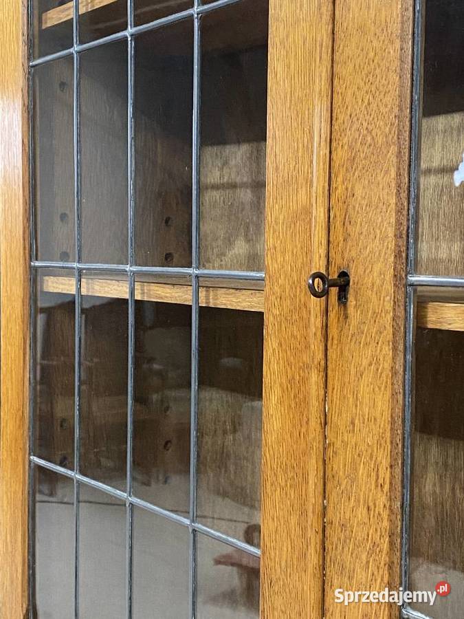 Sekretarzyk dębowy z nadstawką poł XX w witryna Meble zachodniopomorskie Budno